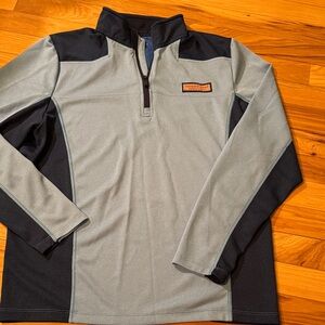 Vineyard Vines Light Gray and Navy Quarter-Zip Pullover